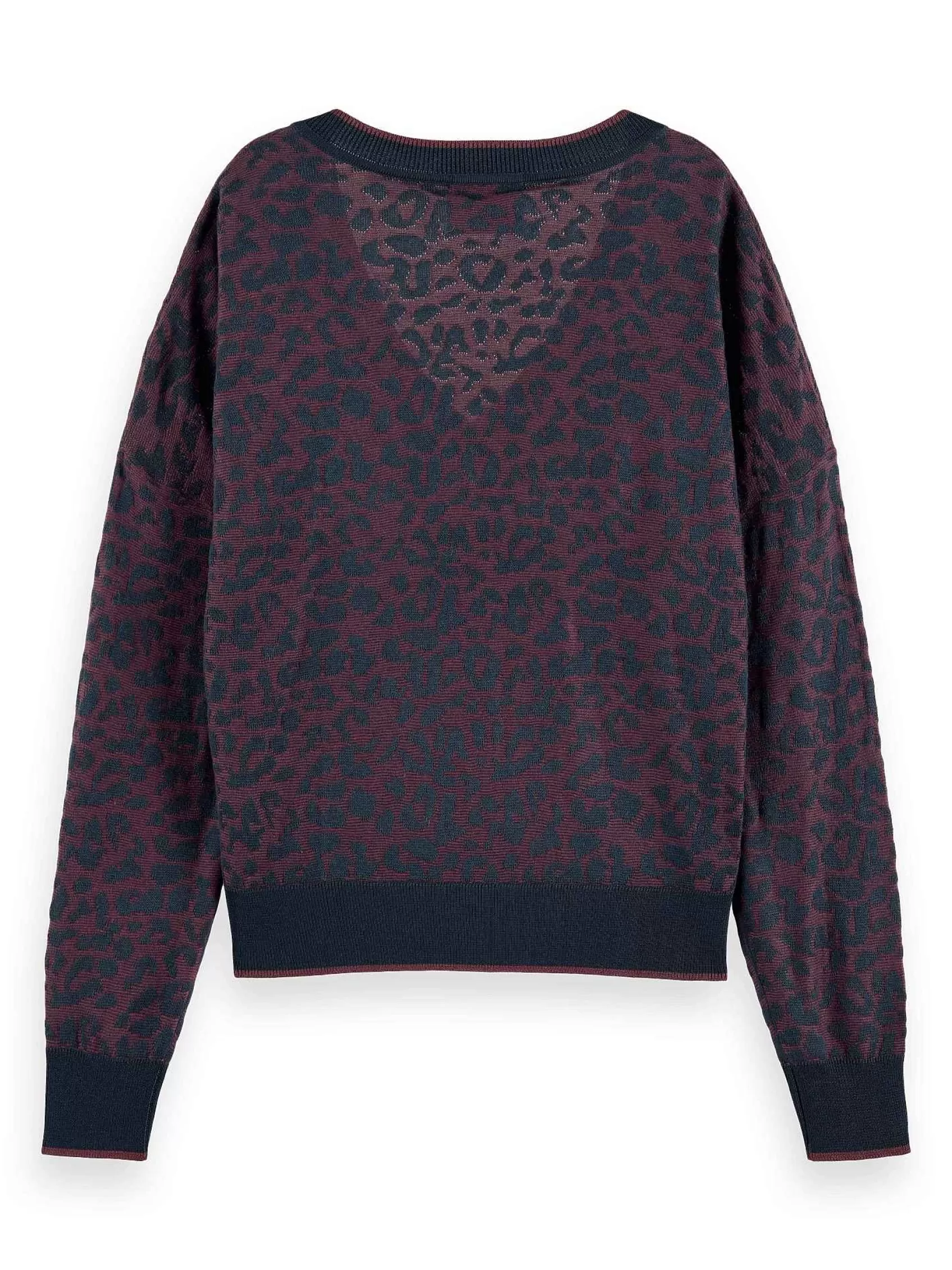 Online Scotch & Soda Animal Jacquard V Neck Pullover