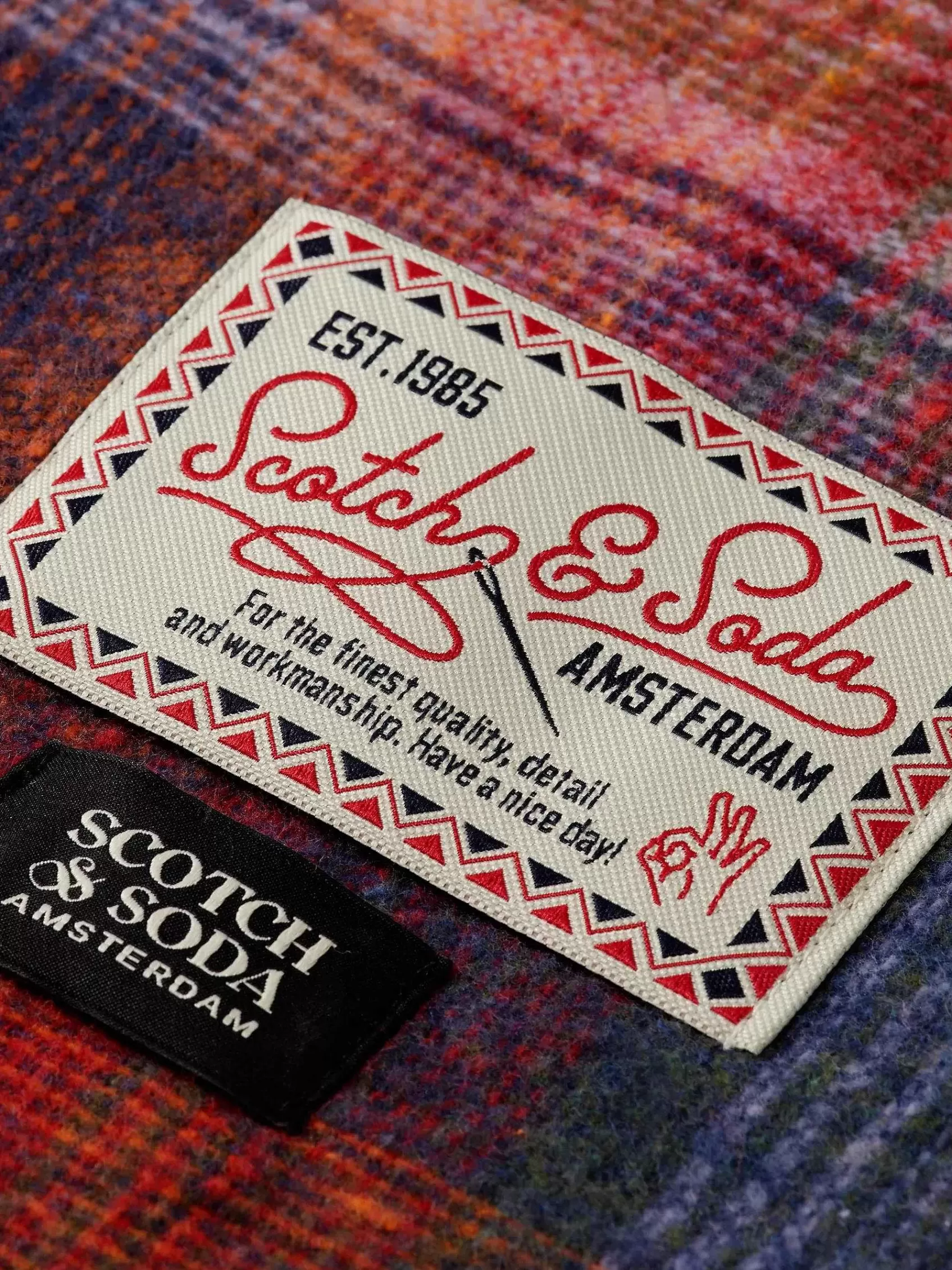 Fashion Scotch & Soda Brushed Check Scarf