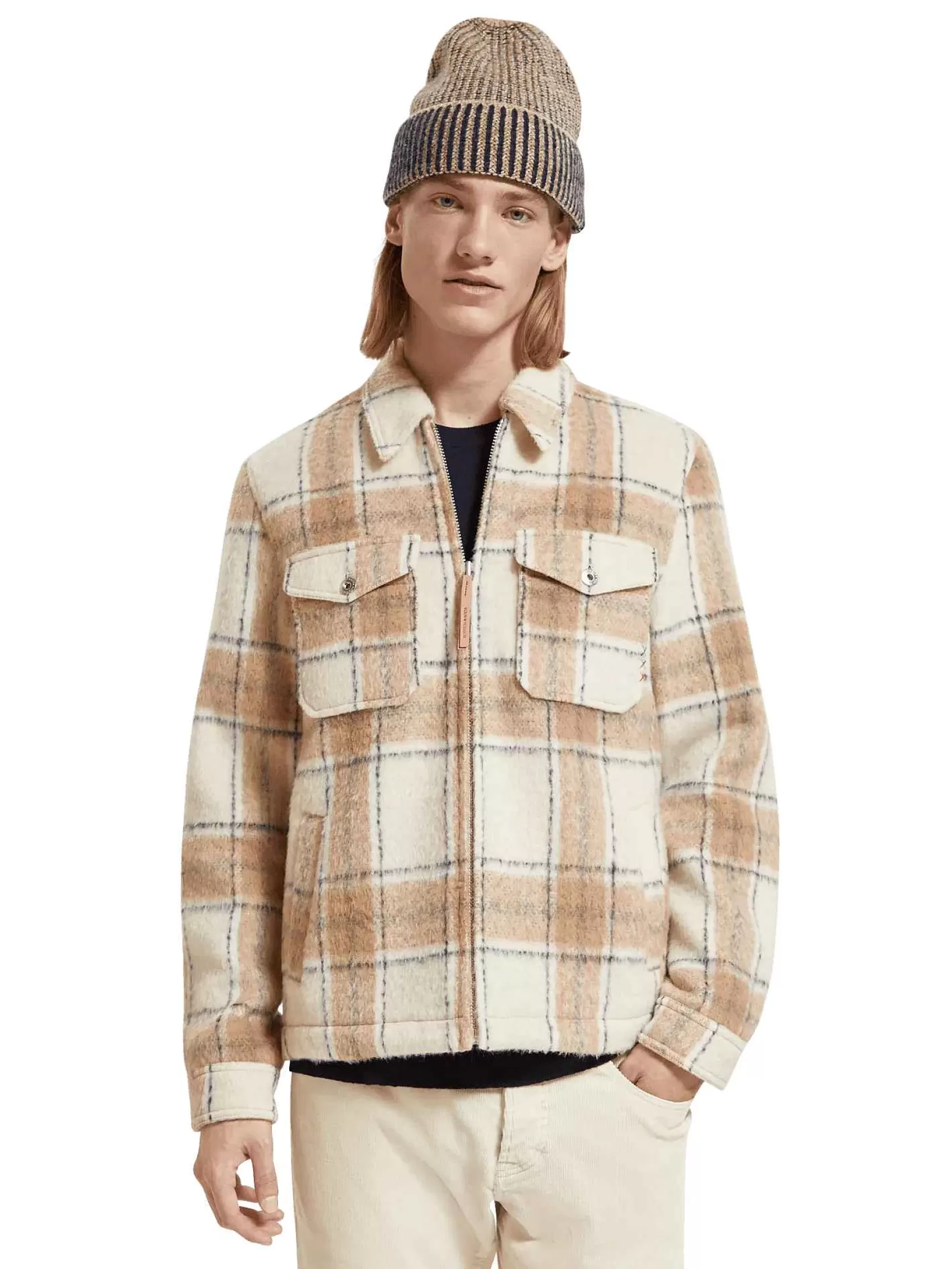 Best Sale Scotch & Soda Checked Zip-Through Overshirt