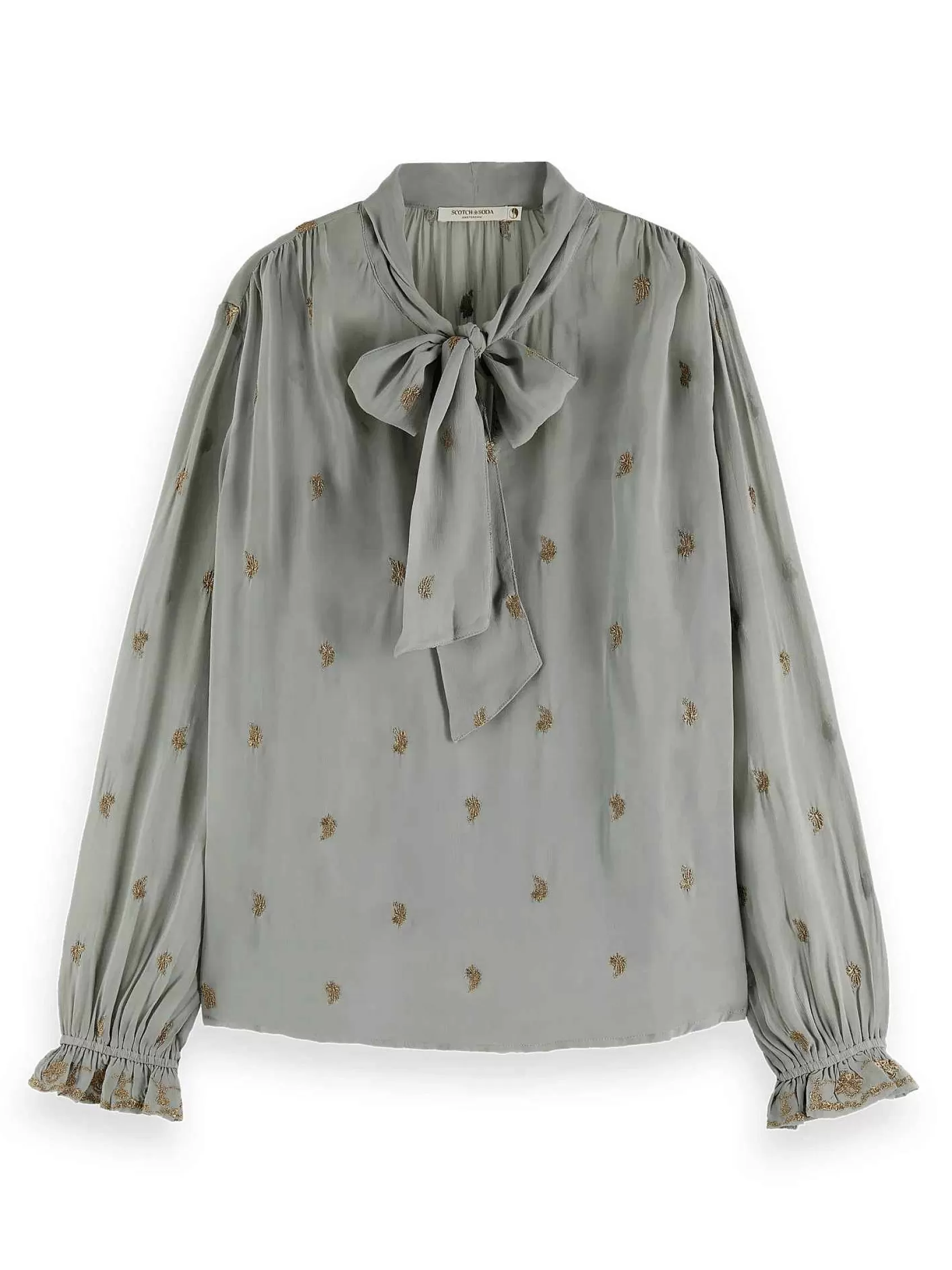 Best Sale Scotch & Soda Embroidered Neck-Tie Blouse