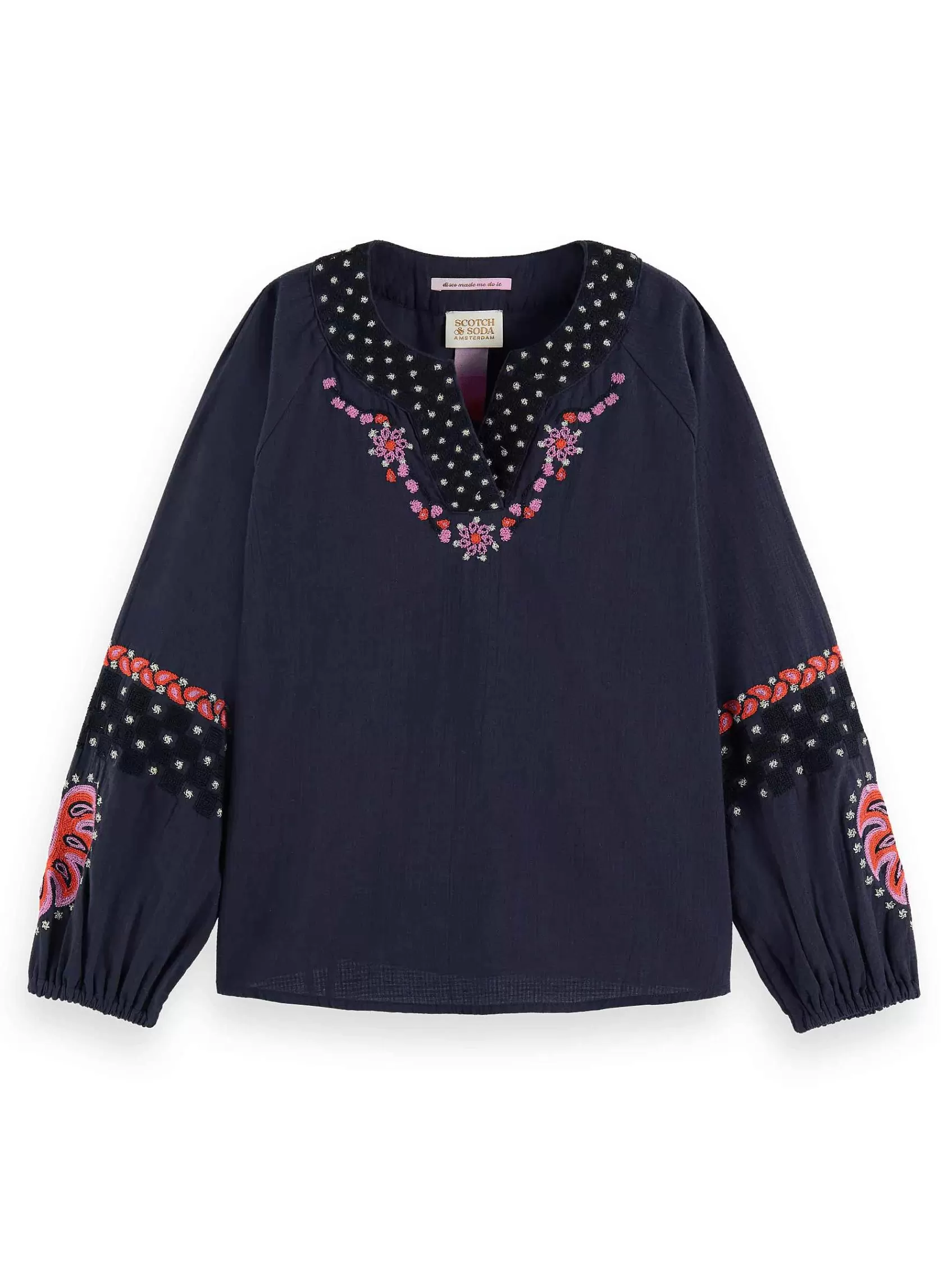 Online Scotch & Soda Embroidered Structured Cotton Top