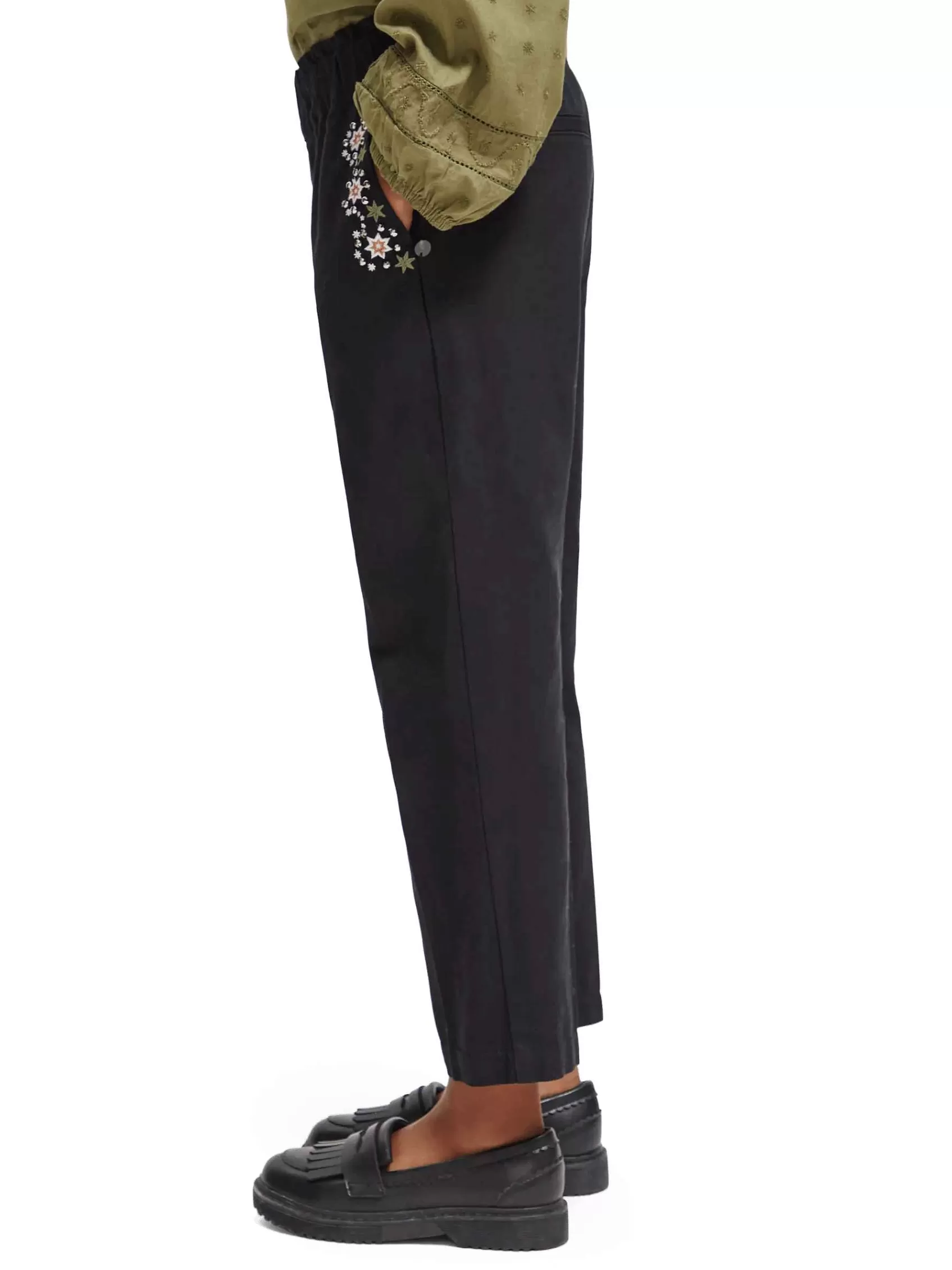 Outlet Scotch & Soda High-Rise Embroidered Pants