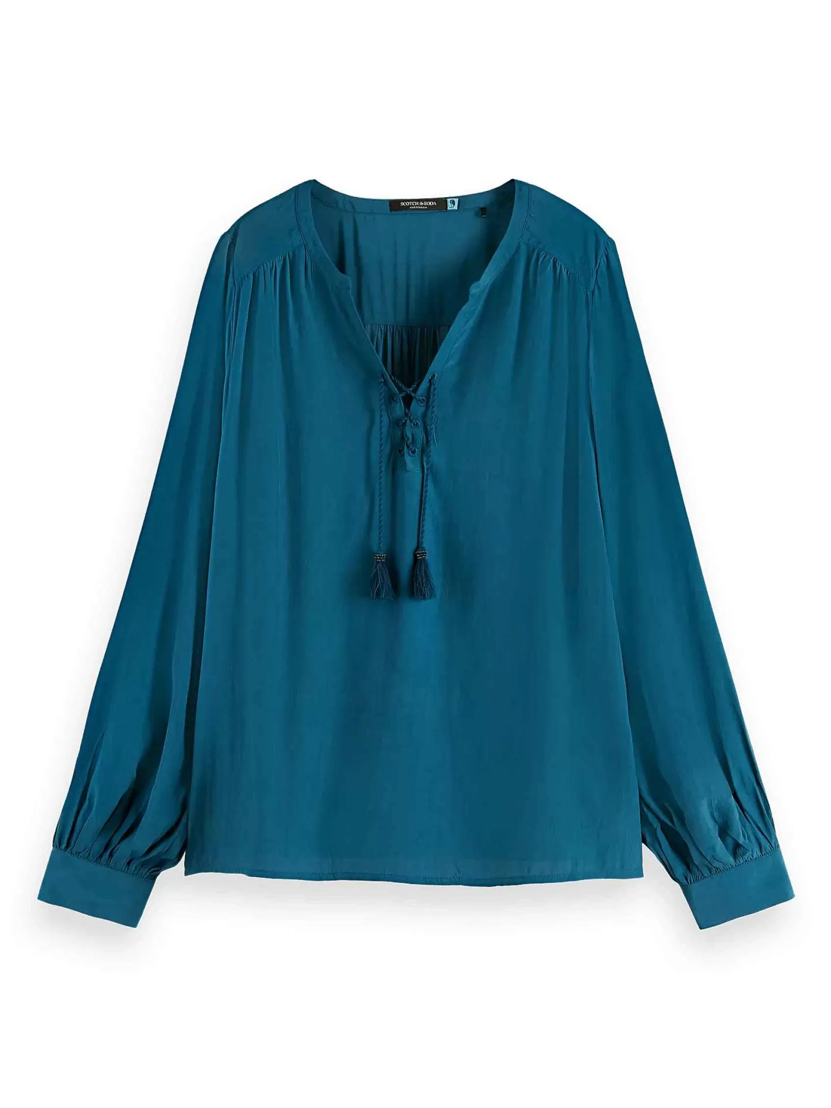 Cheap Scotch & Soda Lace-Up Blouse With Balloon Sleeves