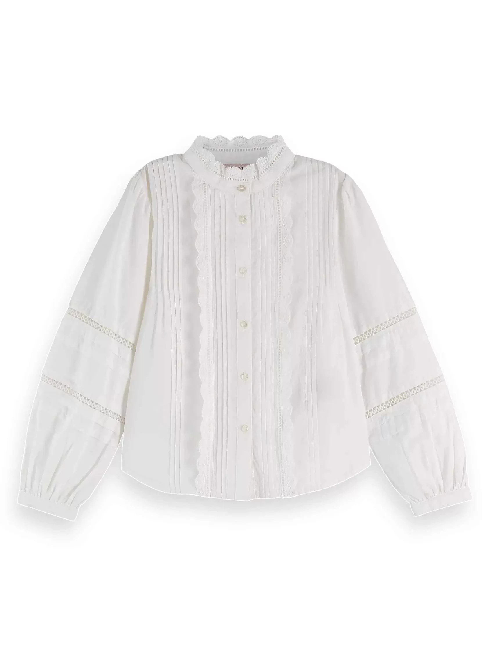 New Scotch & Soda Long-Sleeved Broderie Anglaise Detail Shirt