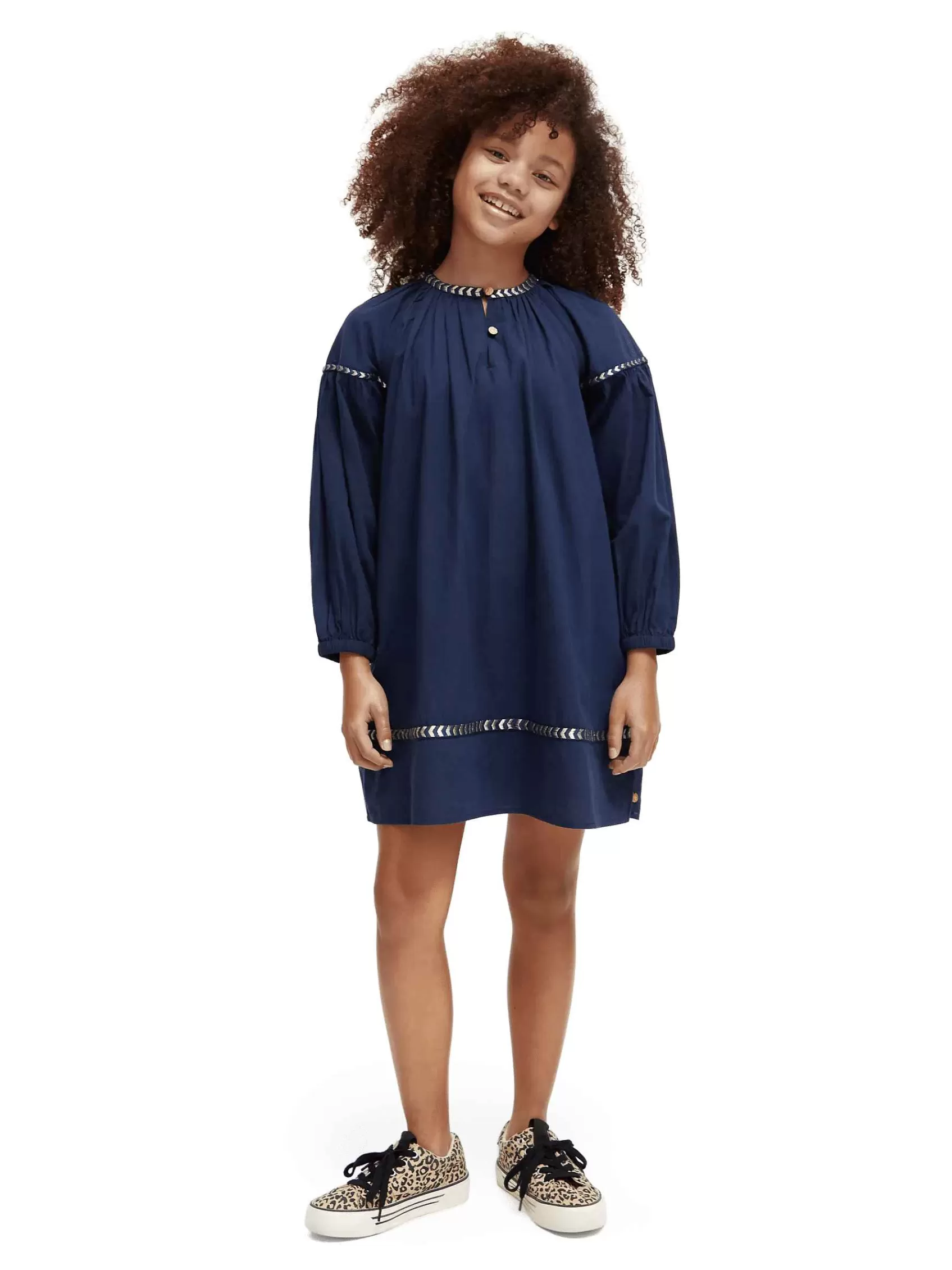 Discount Scotch & Soda Long-Sleeved Glittering Embroidery Mini Dress