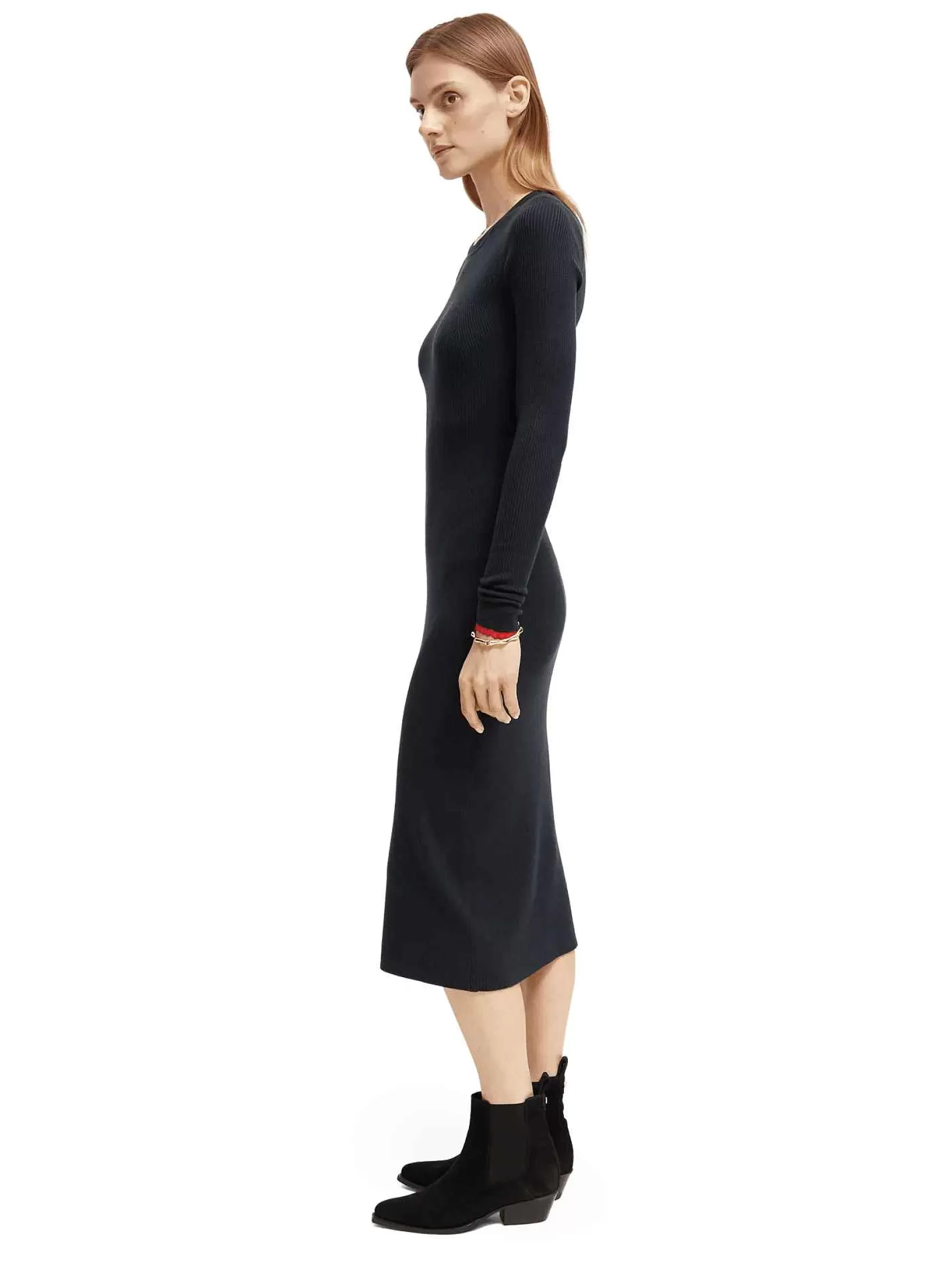 Best Scotch & Soda Long-Sleeved Rib Knitted Midi Dress