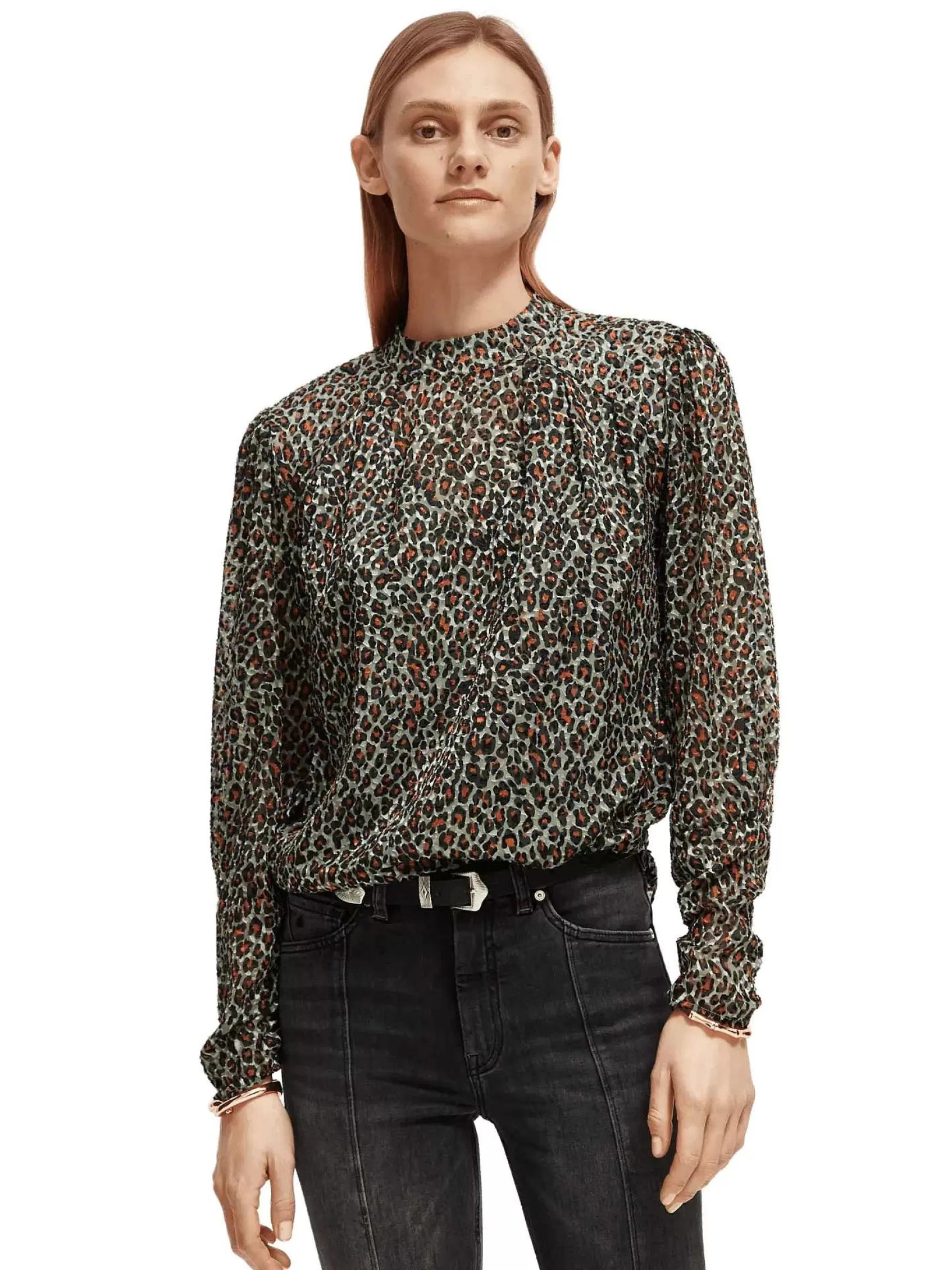 Shop Scotch & Soda Mock Neck Open Back Blouse