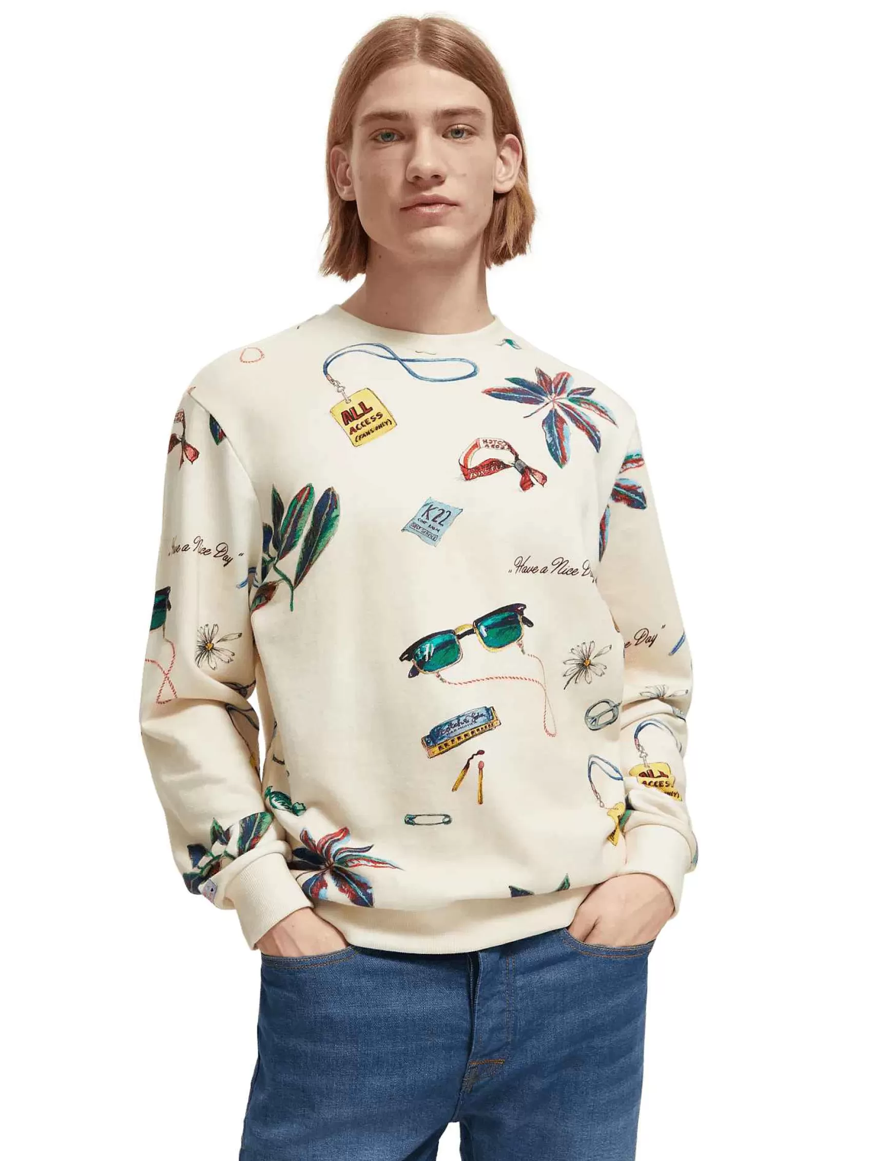 Fashion Scotch & Soda Regular Fit Printed Sweatshirt