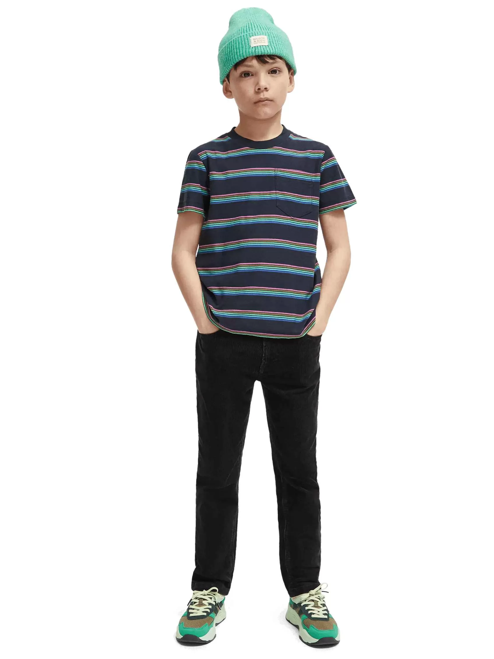 Online Scotch & Soda Relaxed Fit Pocketed Striped T-Shirt