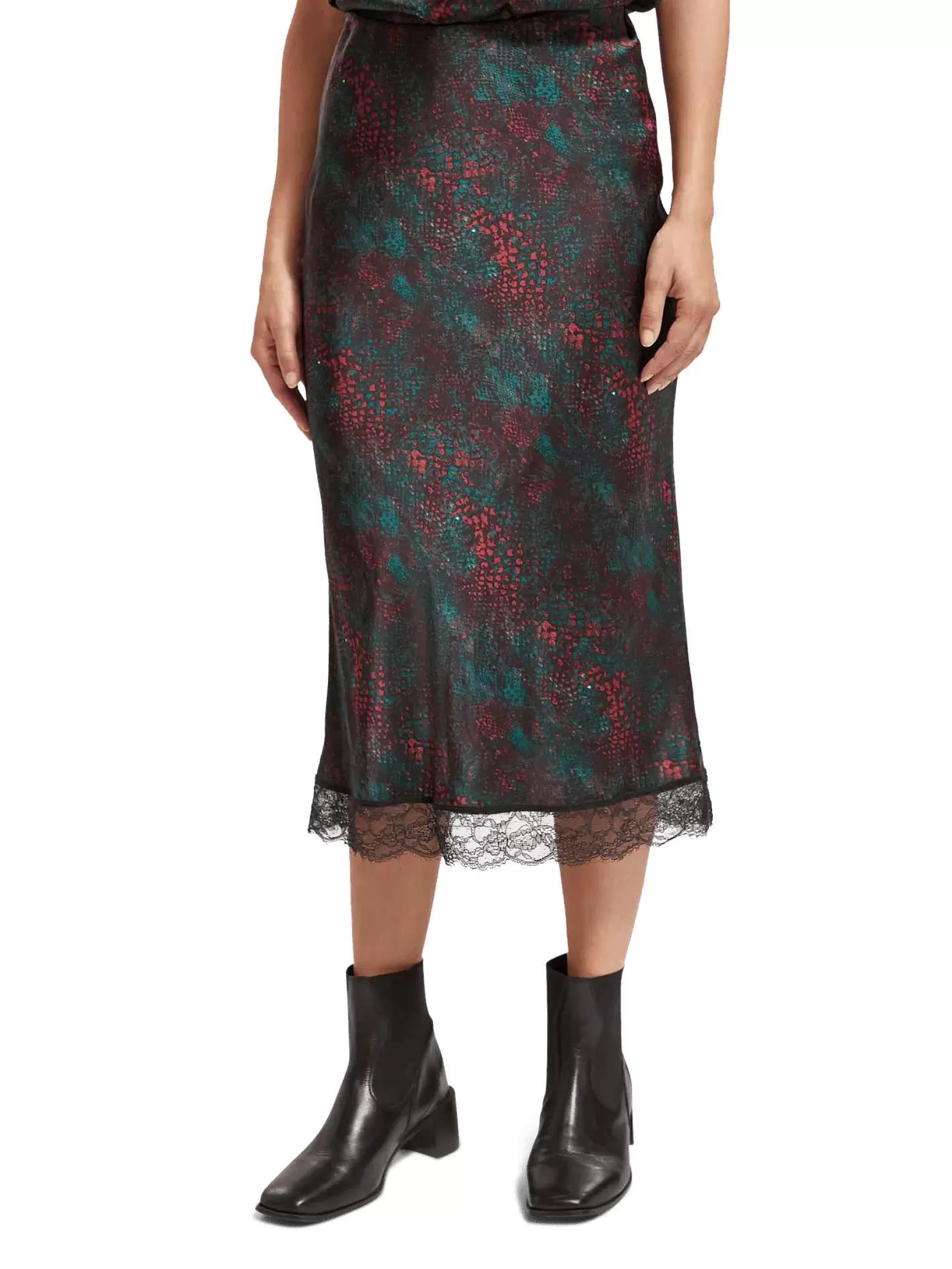 Online Scotch & Soda Satin Midi Skirt