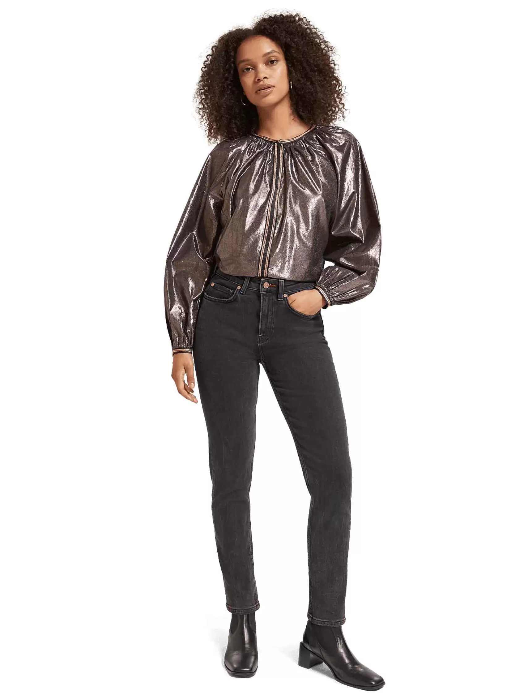 Cheap Scotch & Soda Shiny Balloon Sleeve Blouse