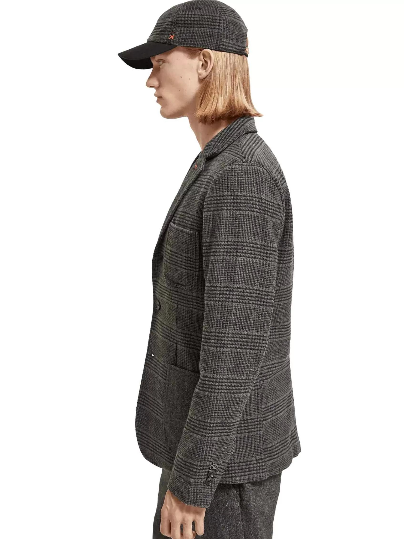 Outlet Scotch & Soda Single-Breasted Wool-Blended Checcked Blazer