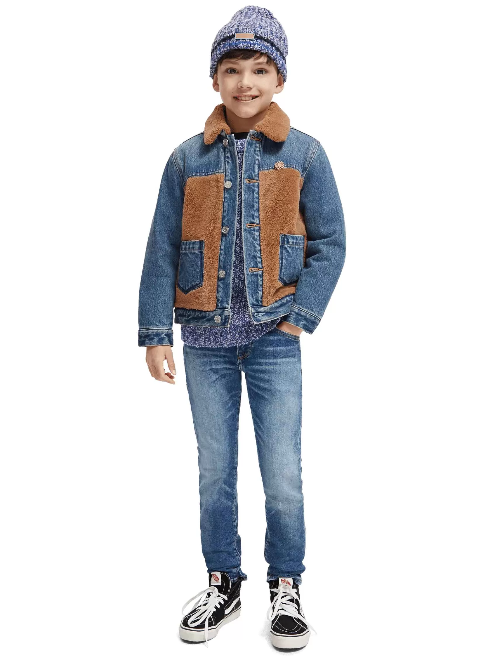 Sale Scotch & Soda Teddy Lined Denim Trucker Jacket