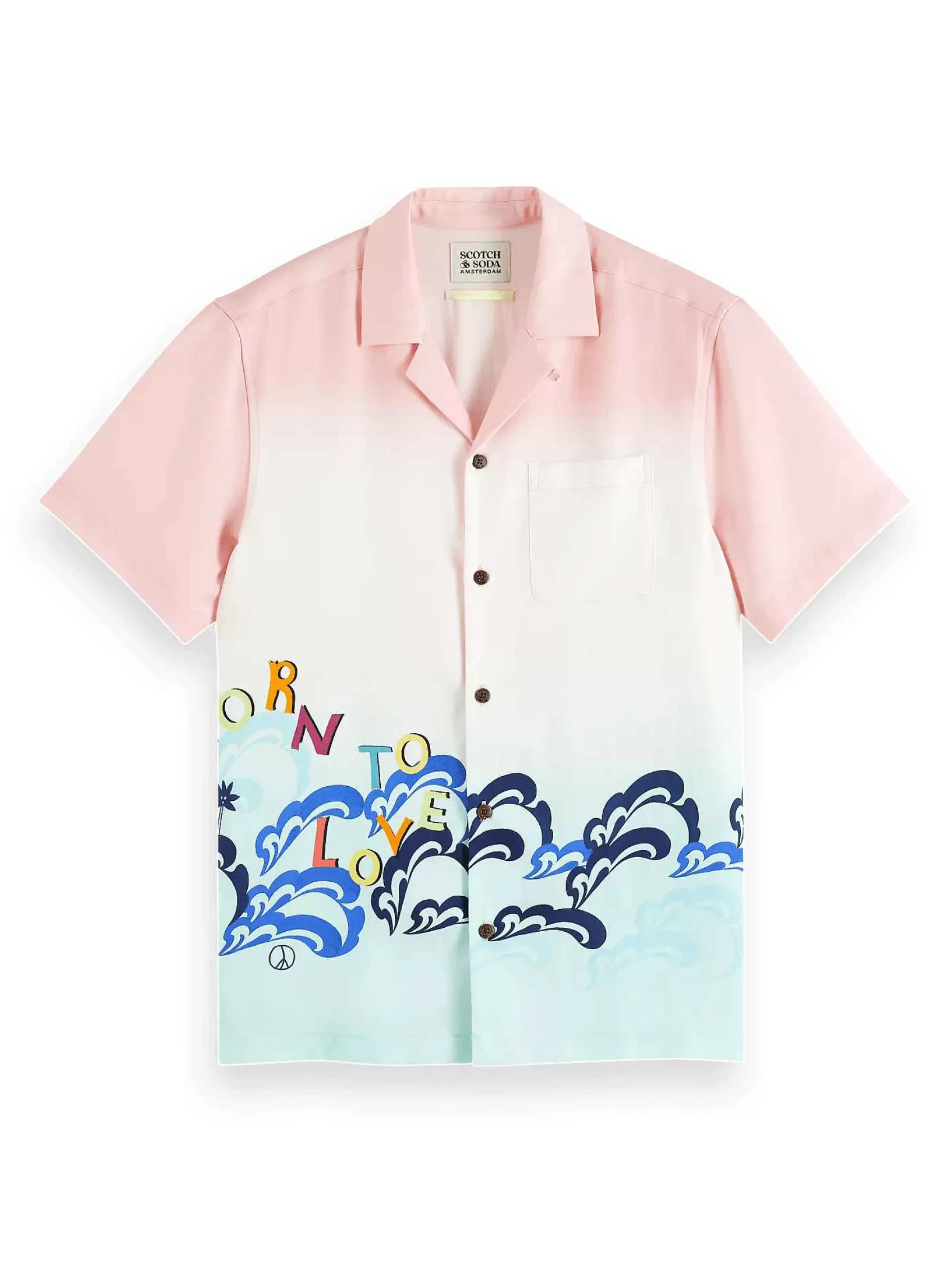 Sale Scotch & Soda Unisex Printed Born To Love Camp Shirt