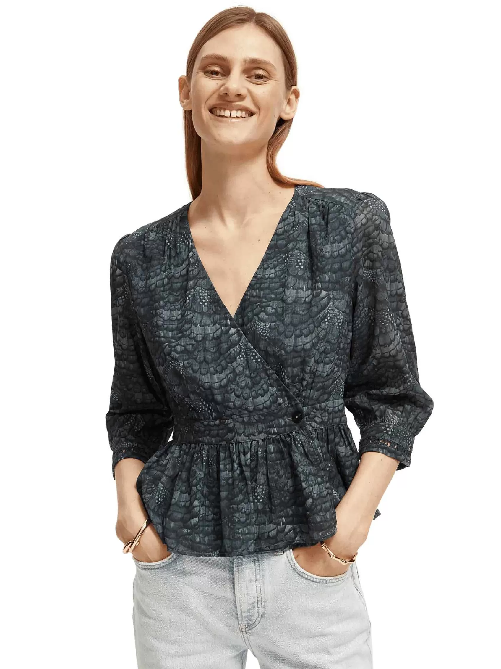 Hot Scotch & Soda V-Neck Buttoned Wrap Blouse