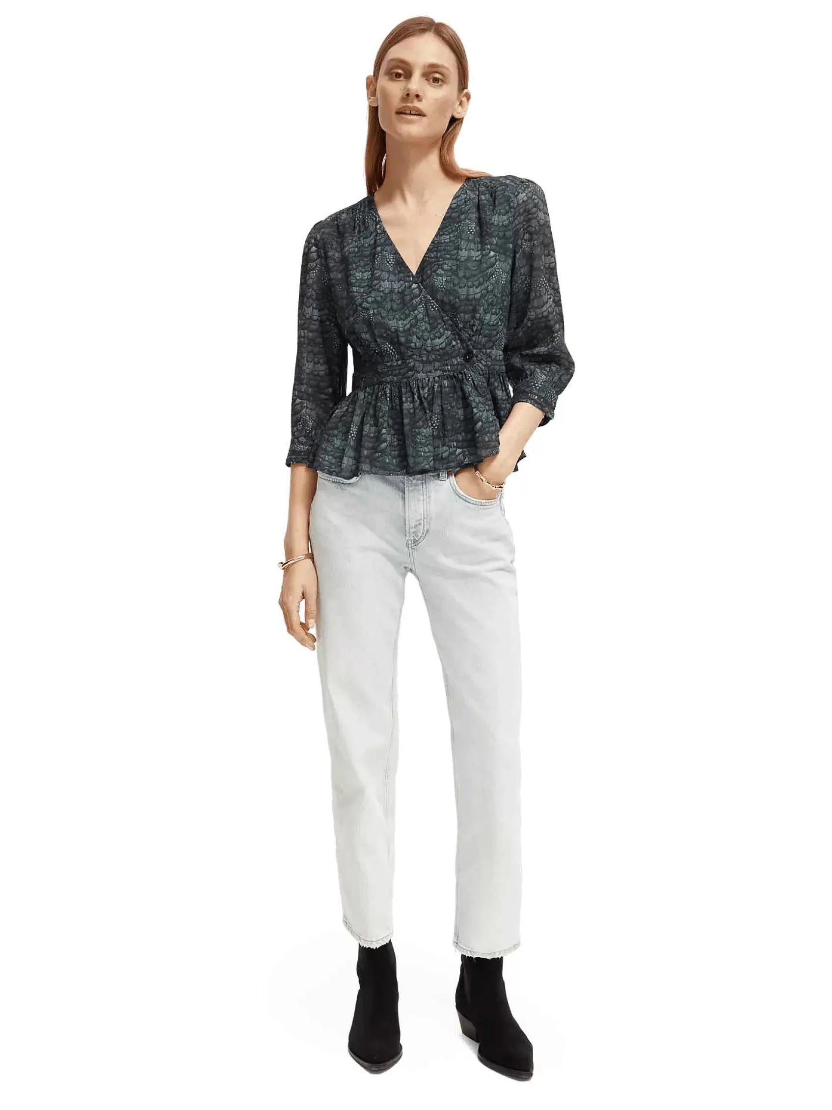 Hot Scotch & Soda V-Neck Buttoned Wrap Blouse