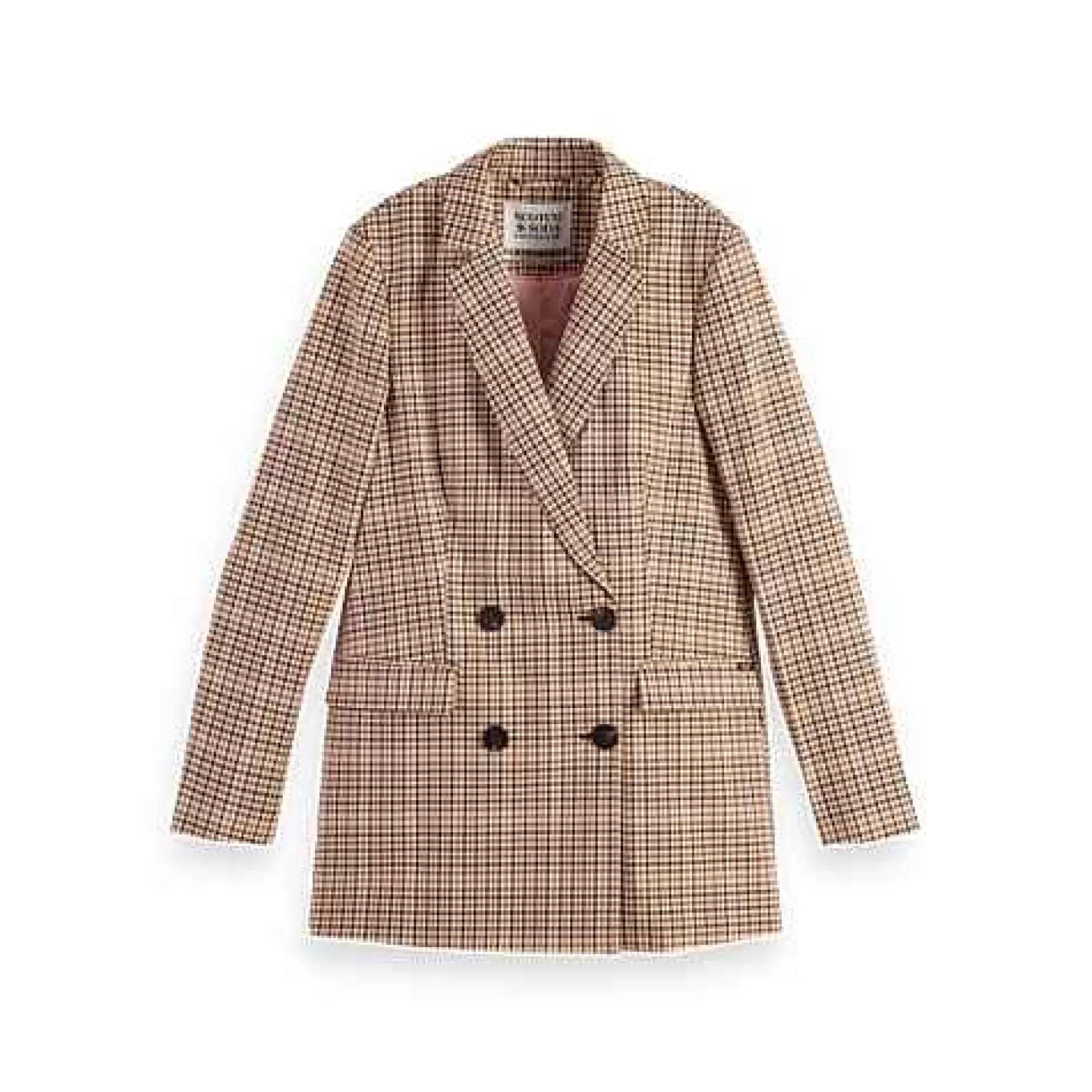 Hot Scotch & Soda Yarn-Dyed Double-Breasted Geruite Blazer